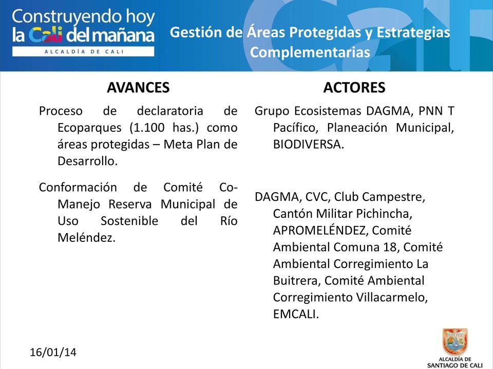 Conformación de Comité Co- Manejo Reserva Municipal de Uso Sostenible del Río Meléndez.