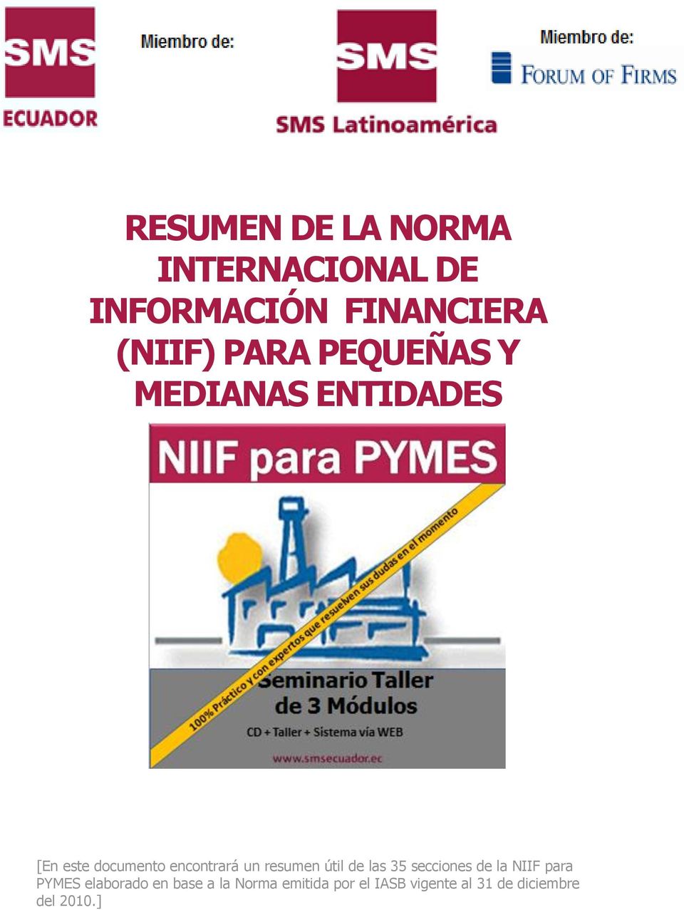 resumen útil de las 35 secciones de la NIIF para PYMES elaborado en