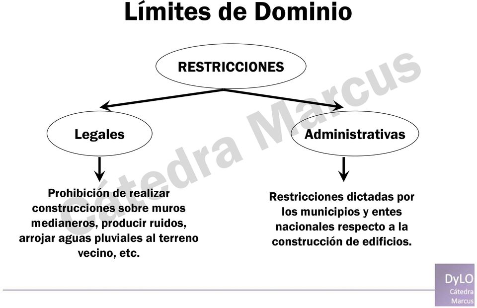 Límites de Dominio RESTRICCIONES Administrativas Restricciones dictadas