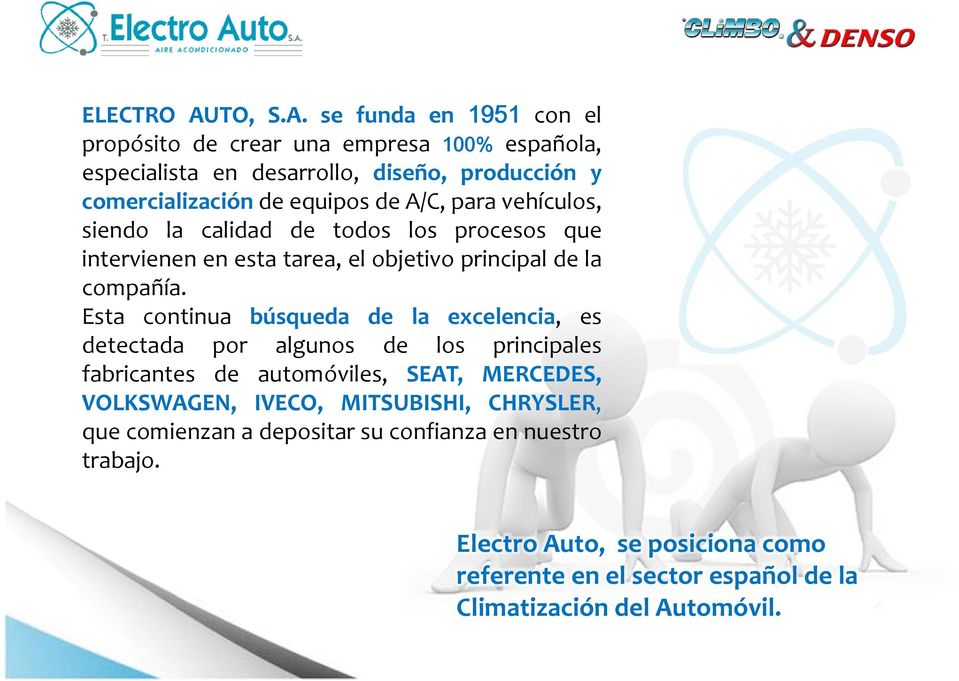 se funda en 1951 con el propósito de crear una empresa 100% española, especialista en desarrollo, diseño, producción y comercialización de equipos de A/C,