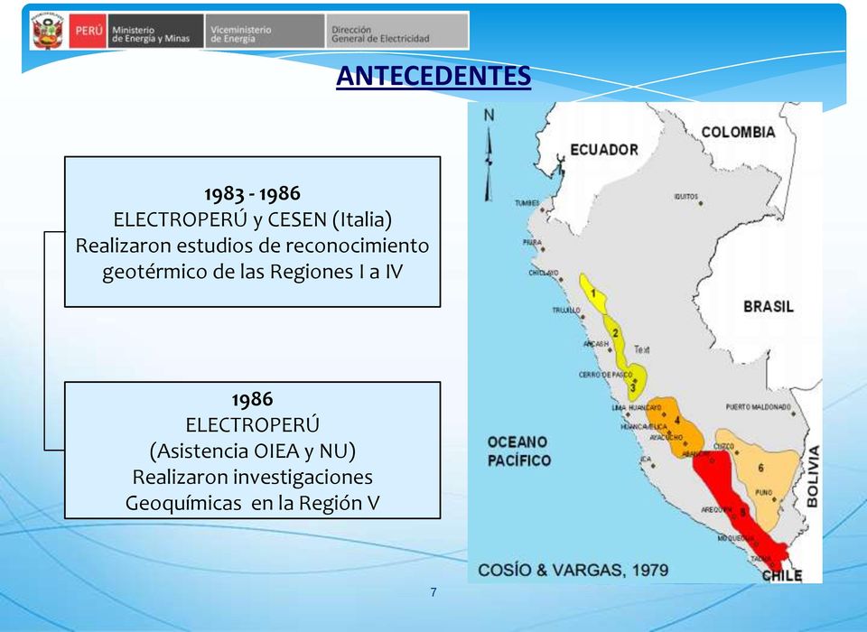 las Regiones I a IV 1986 ELECTROPERÚ (Asistencia OIEA