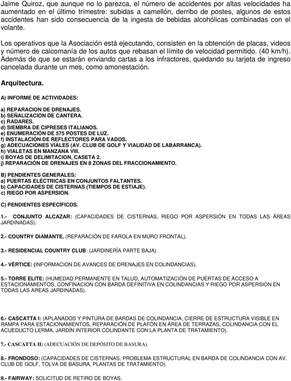 ASOCIACIÓN DE COLONOS LOMAS COUNTRY CLUB, A. C. MINUTA DE REUNIÓN CON  CONJUNTOS INTERNOS. - PDF Free Download
