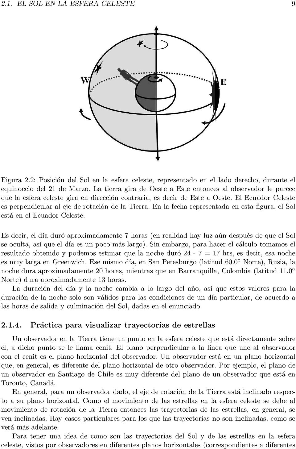 El Ecuador Celeste es perpendicular al eje de rotación de la Tierra. En la fecha representada en esta figura, el Sol está en el Ecuador Celeste.