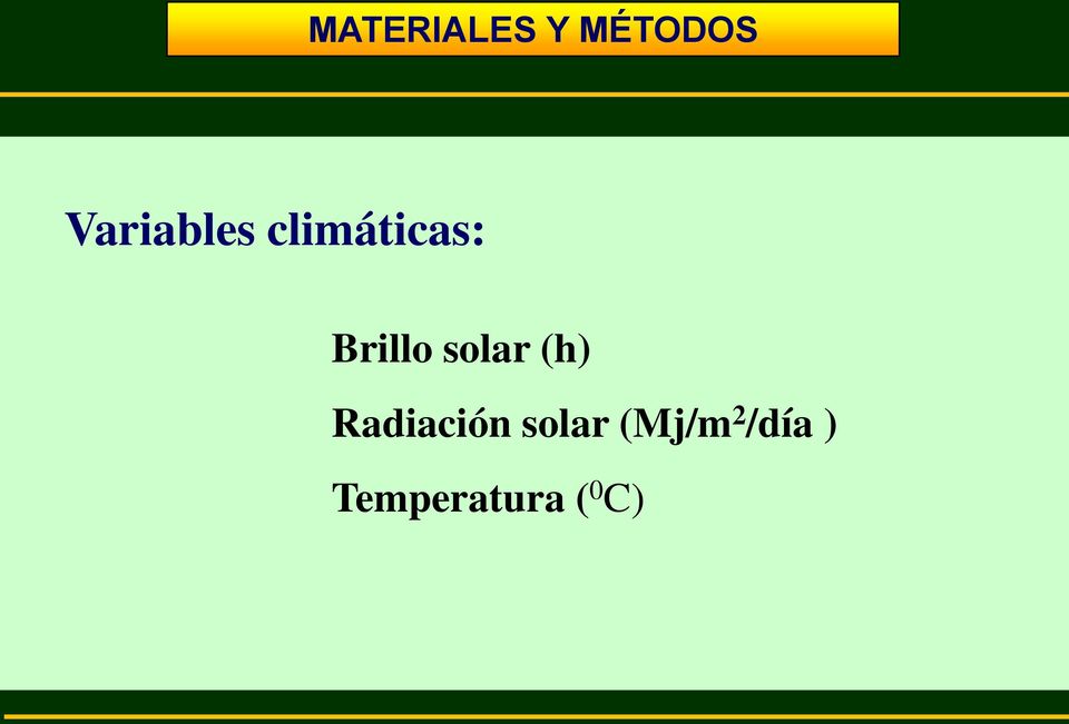 Brillo solar (h) Radiación