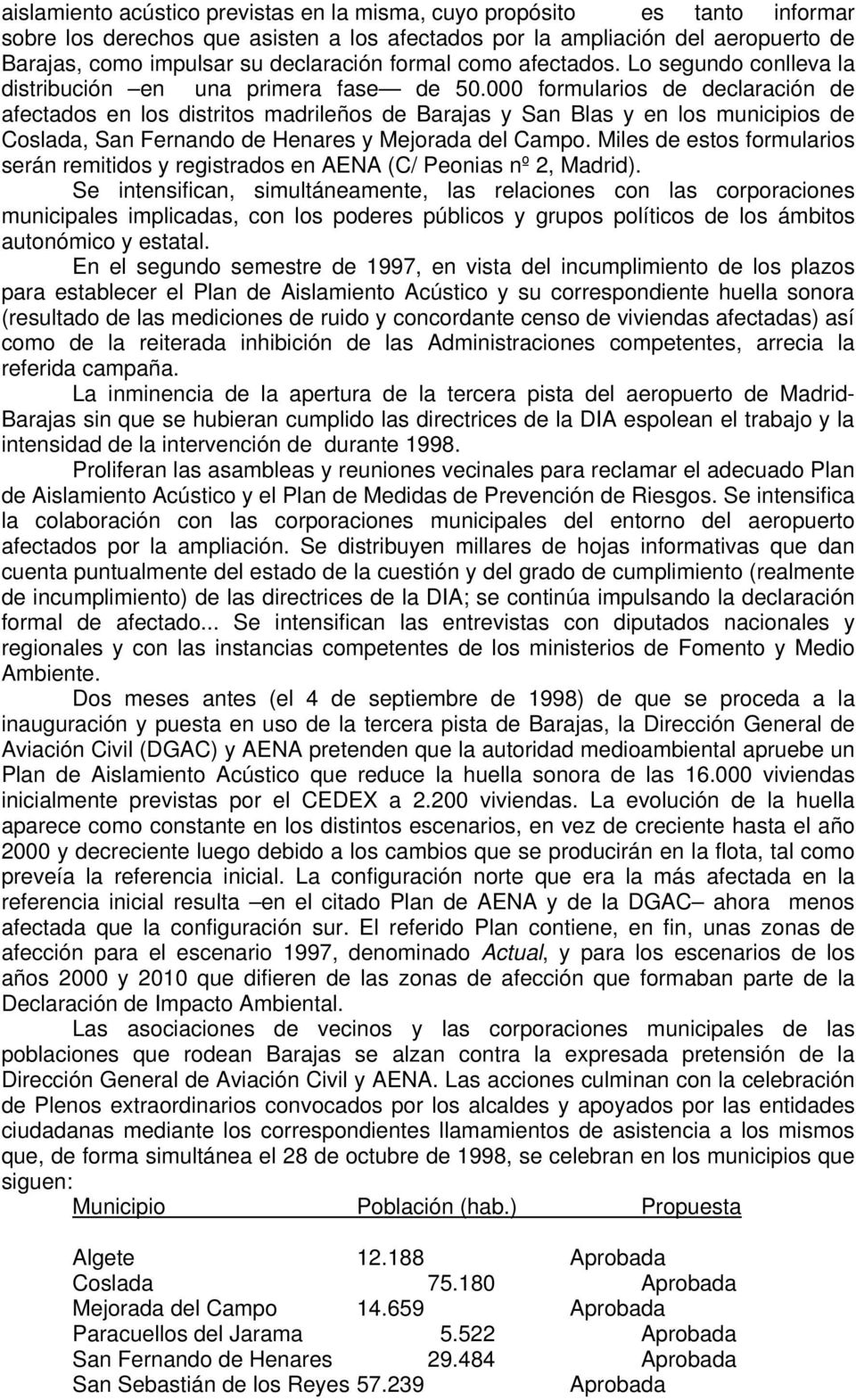 000 formularios de declaración de afectados en los distritos madrileños de Barajas y San Blas y en los municipios de Coslada, San Fernando de Henares y Mejorada del Campo.