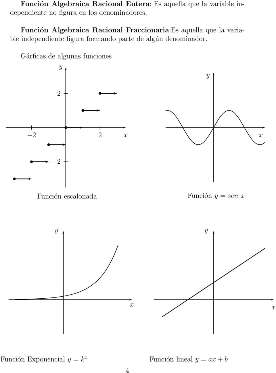 Función Algebraica Racional Fraccionaria:Es aquella que la variable independiente
