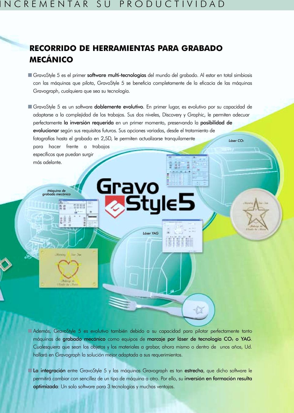 GravoStyle 5 es un software doblemente evolutivo. En primer lugar, es evolutivo por su capacidad de adaptarse a la complejidad de los trabajos.