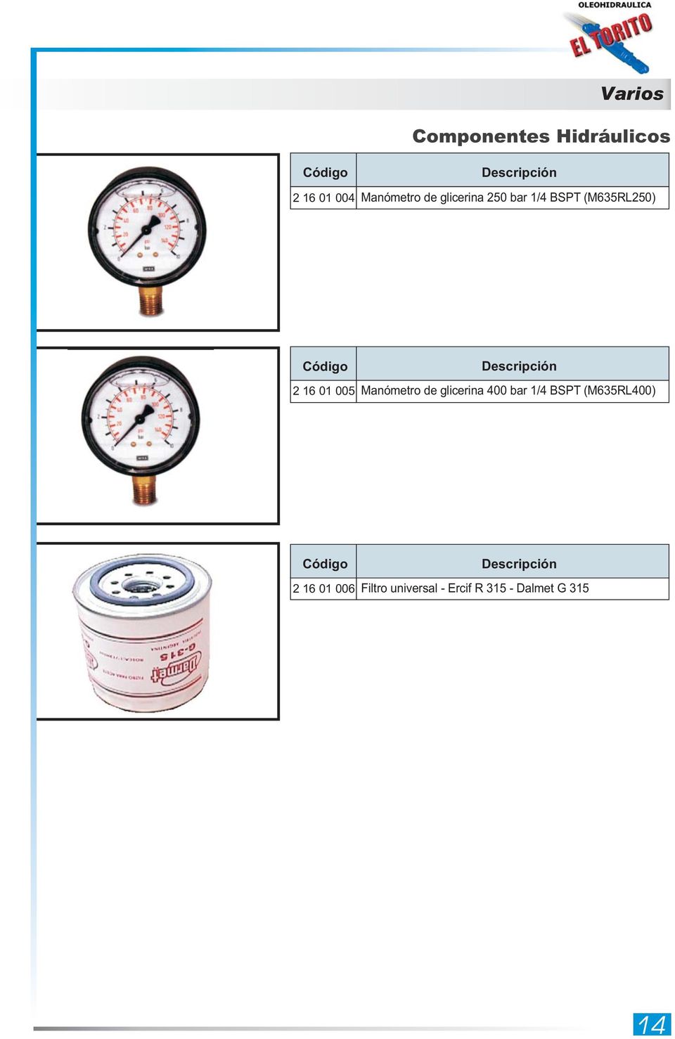 Manómetro de glicerina 400 bar 1/4 BSPT (M65RL400) 2