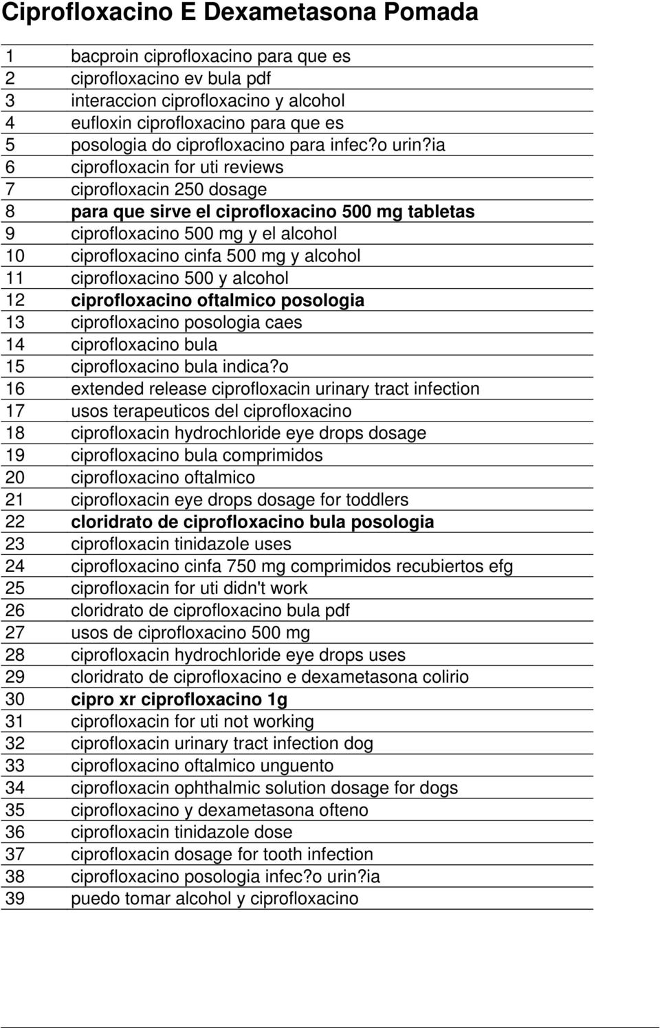 ia 6 ciprofloxacin for uti reviews 7 ciprofloxacin 250 dosage 8 para que sirve el ciprofloxacino 500 mg tabletas 9 ciprofloxacino 500 mg y el alcohol 10 ciprofloxacino cinfa 500 mg y alcohol 11