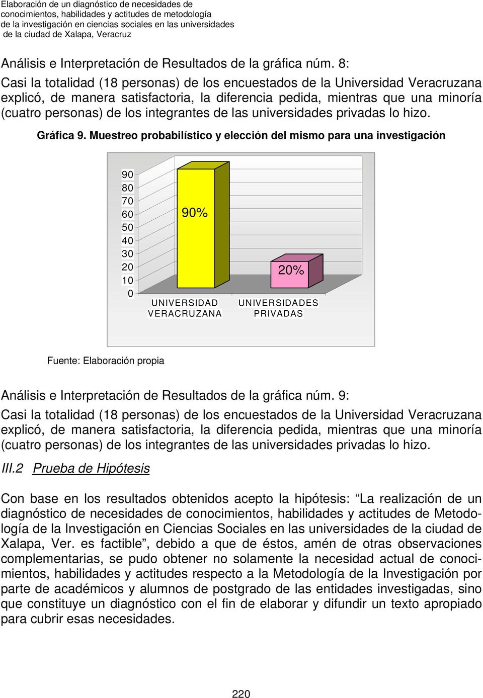 8: Casi la totalidad (18 personas) de los encuestados de la Universidad Veracruzana explicó, de manera satisfactoria, la diferencia pedida, mientras que una minoría (cuatro personas) de los