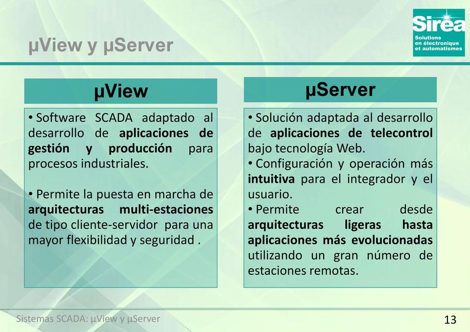 µserver Solución adaptada al desarrollo de aplicaciones de telecontrol bajo tecnología Web.