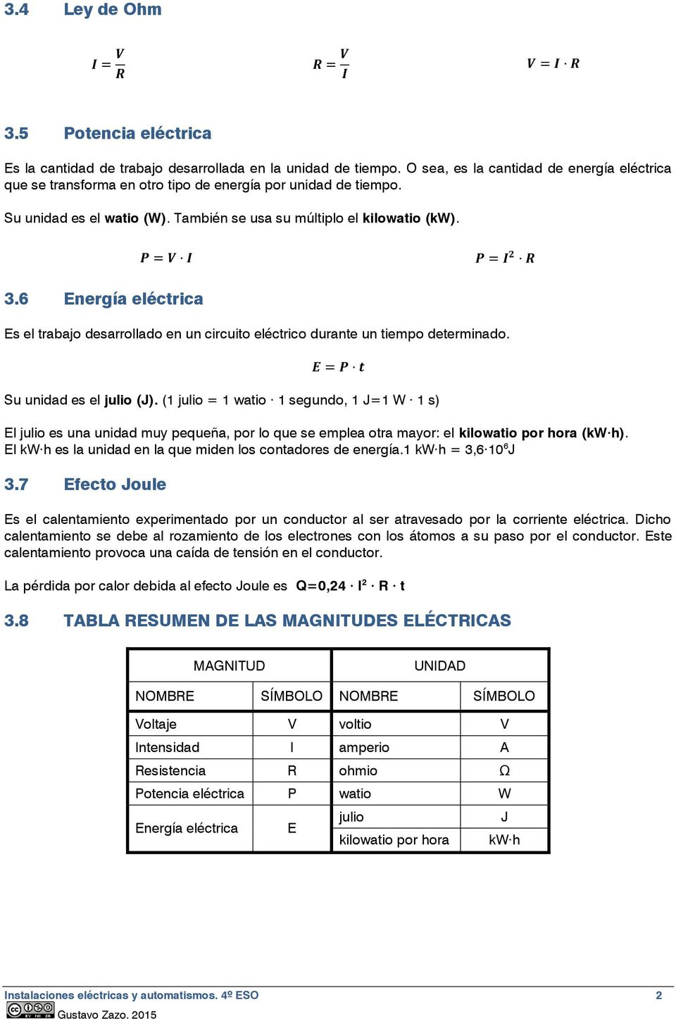 6 Energía eléctrica Es el trabajo desarrollado en un circuito eléctrico durante un tiempo determinado. E = P t Su unidad es el julio (J).