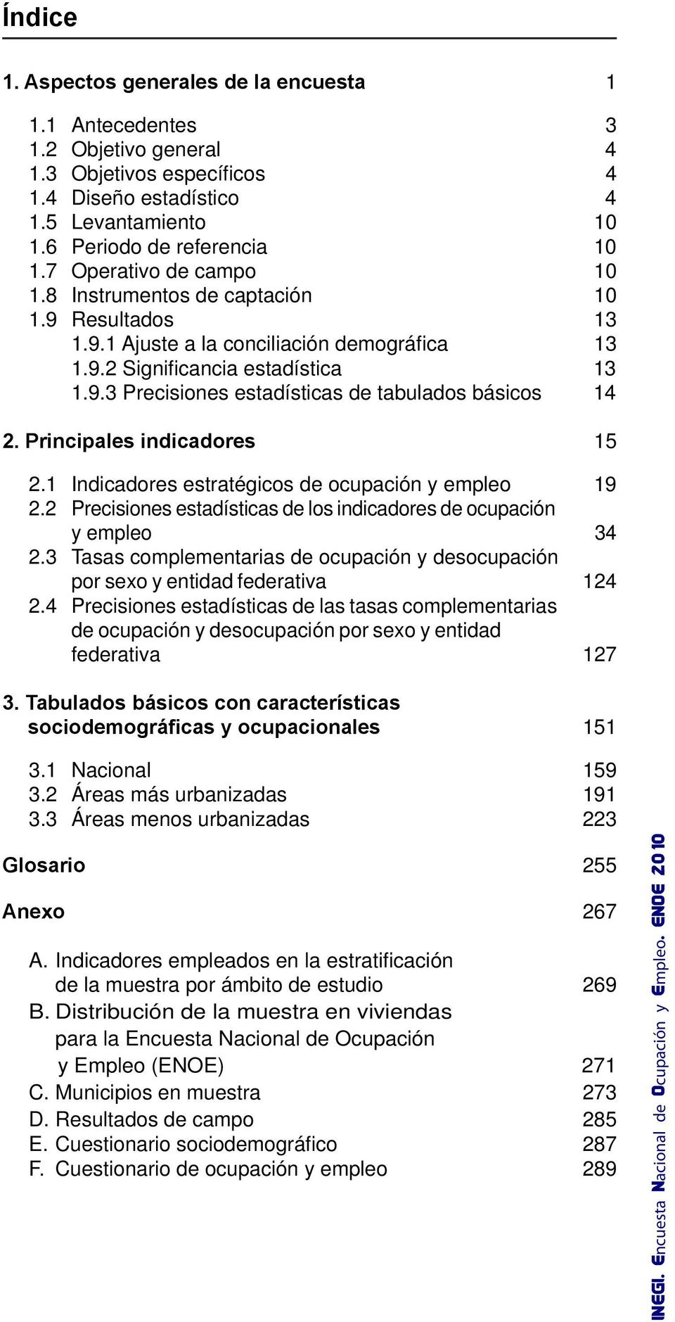 Principales indicadores 15 2.1 Indicadores estratégicos de ocupación y empleo 19 2.2 Precisiones estadísticas de los indicadores de ocupación y empleo 34 2.