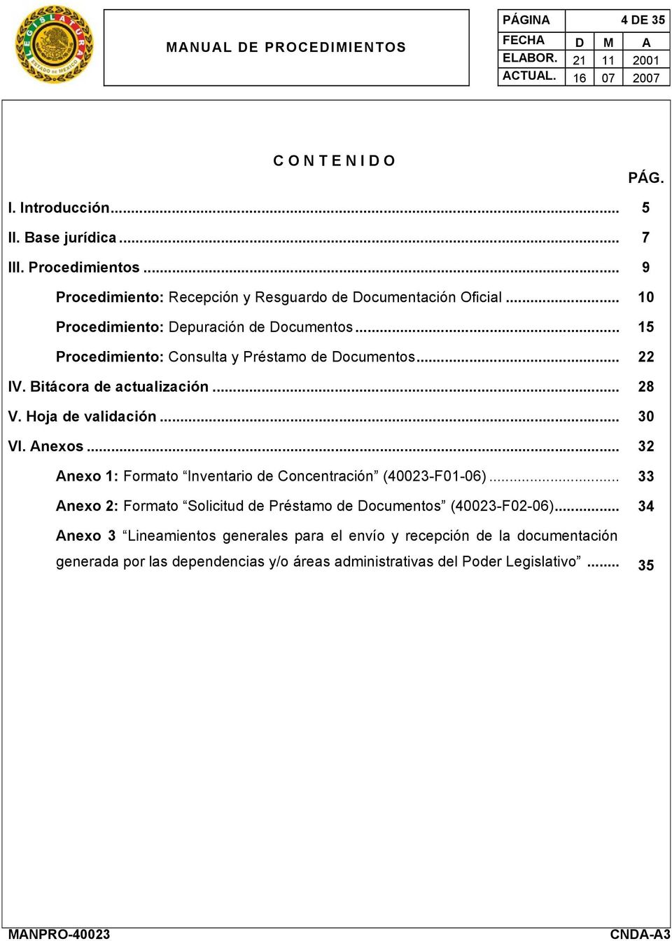Hoja de validación... 30 VI. Anexos... 32 Anexo 1: Formato Inventario de Concentración (40023-F01-06).