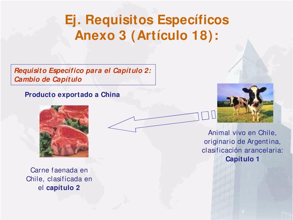 a China Carne faenada en Chile, clasificada en el capítulo 2 Animal