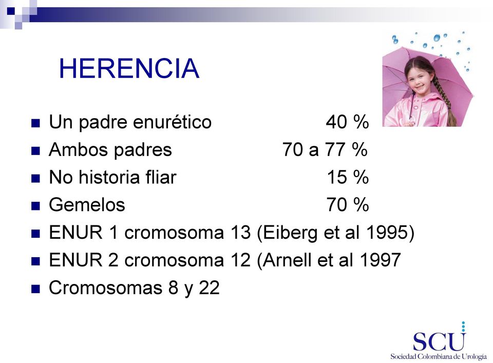 ENUR 1 cromosoma 13 (Eiberg et al 1995) ENUR 2