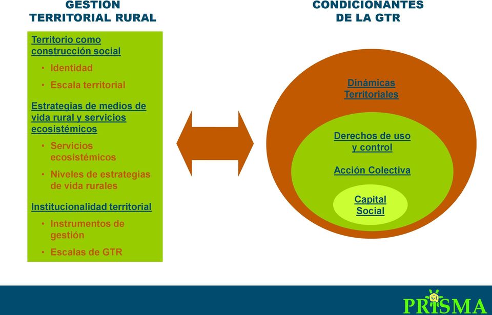 estrategias de vida rurales Institucionalidad territorial Instrumentos de gestión Escalas de GTR