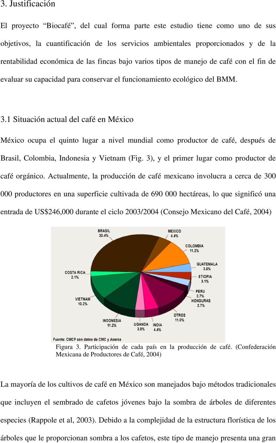 1 Situación actual del café en México México ocupa el quinto lugar a nivel mundial como productor de café, después de Brasil, Colombia, Indonesia y Vietnam (Fig.