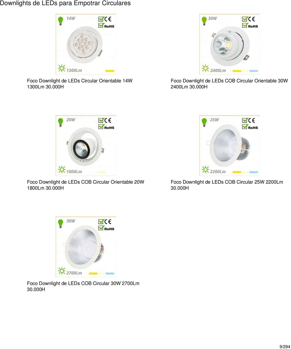 000H Foco Downlight de LEDs COB Circular Orientable 20W 1800Lm 30.