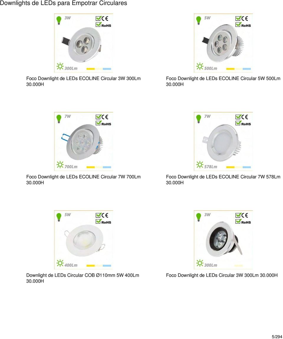 Greenice Foco Downlight LED COB Circular Orientable 40W 3200Lm 30.000H Blanco Cálido 