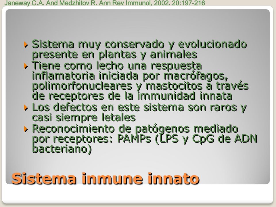 inflamatoria iniciada por macrófagos, polimorfonucleares y mastocitos a través de receptores de la immunidad