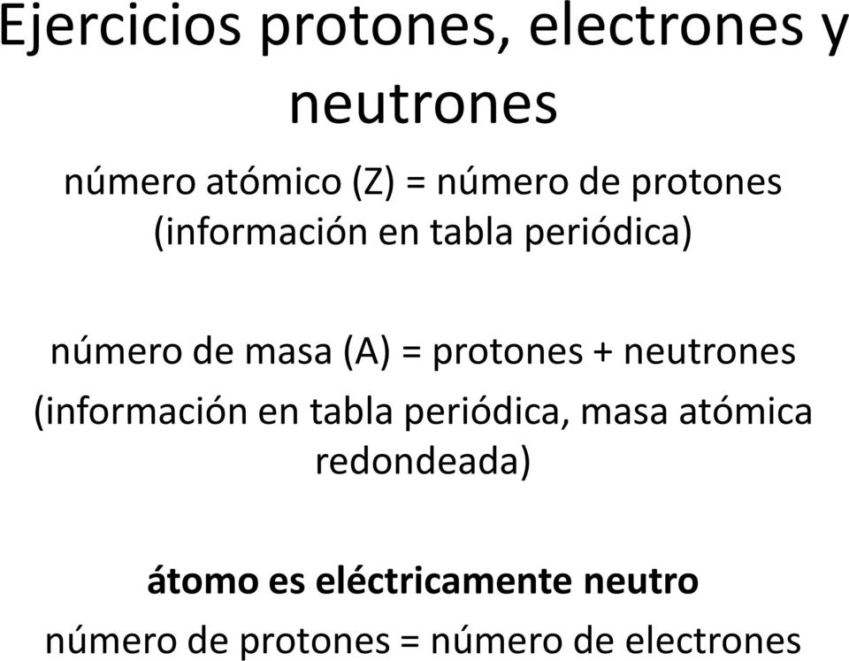 protones + neutrones (información en tabla periódica, masa atómica