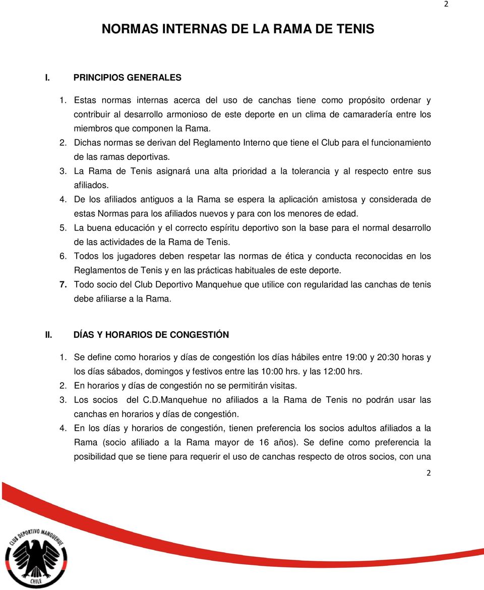 Club Deportivo Manquehue. Reglamento de la Rama de Tenis - PDF Descargar  libre