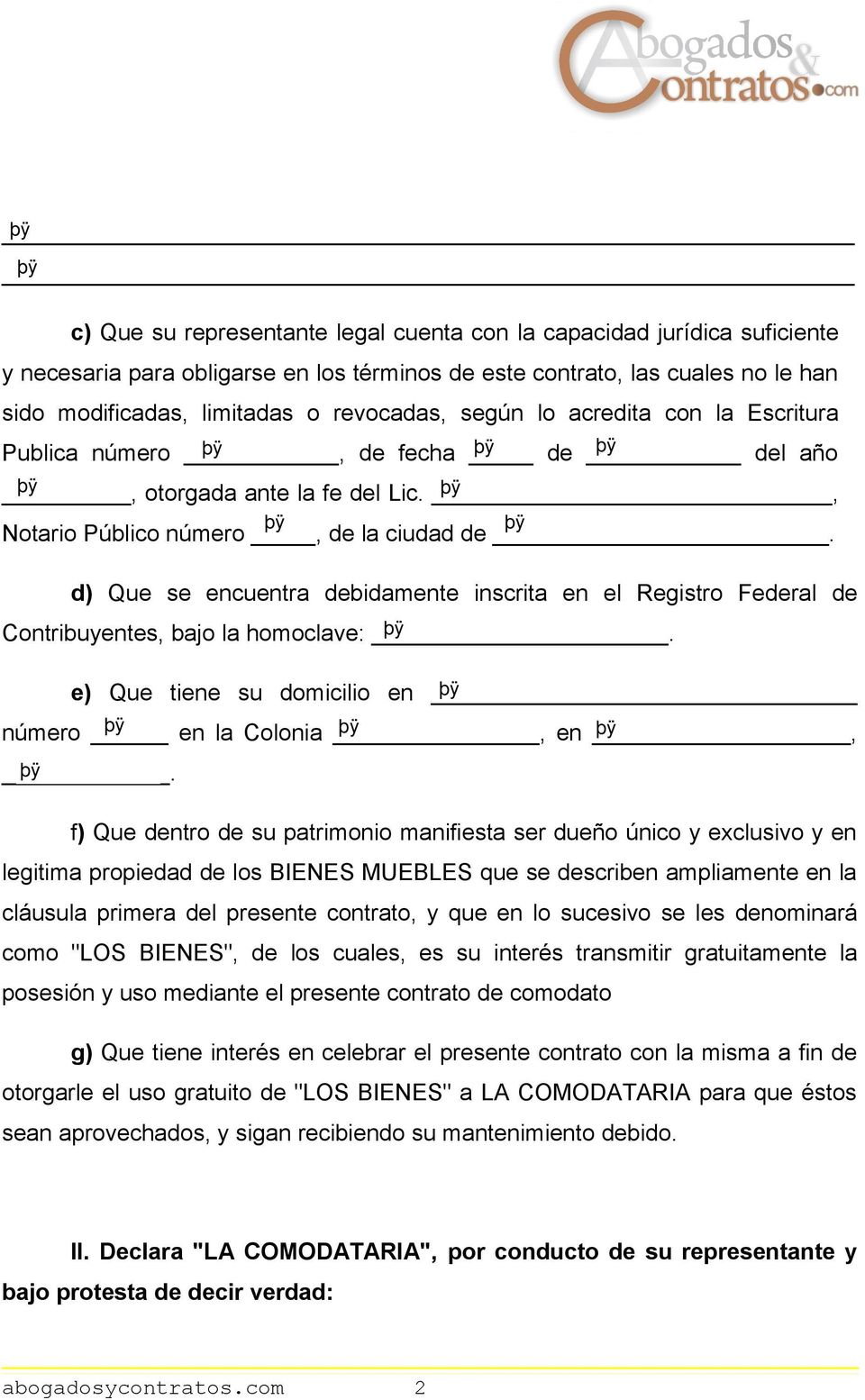 CONTRATO DE COMODATO DE BIENES MUEBLES ENTRE PERSONAS JURÍDICAS - PDF Free  Download