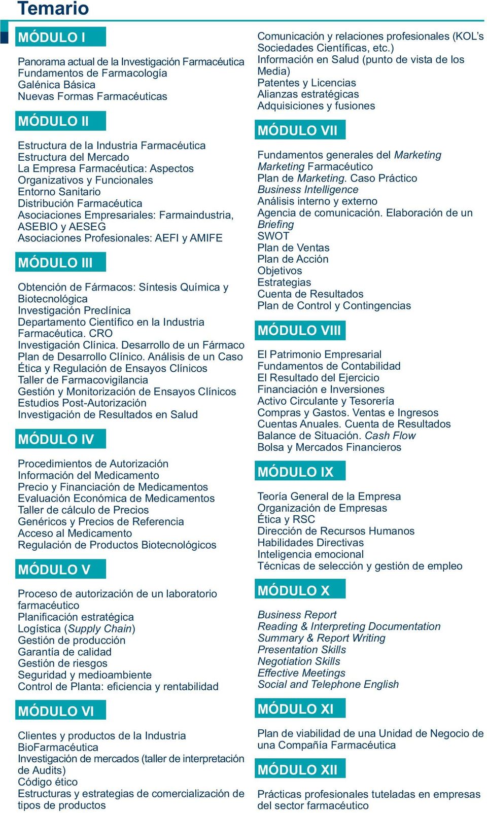 Profesionales: AEFI y AMIFE MÓDULO III Obtención de Fármacos: Síntesis Química y Biotecnológica Investigación Preclínica Departamento Científico en la Industria Farmacéutica.