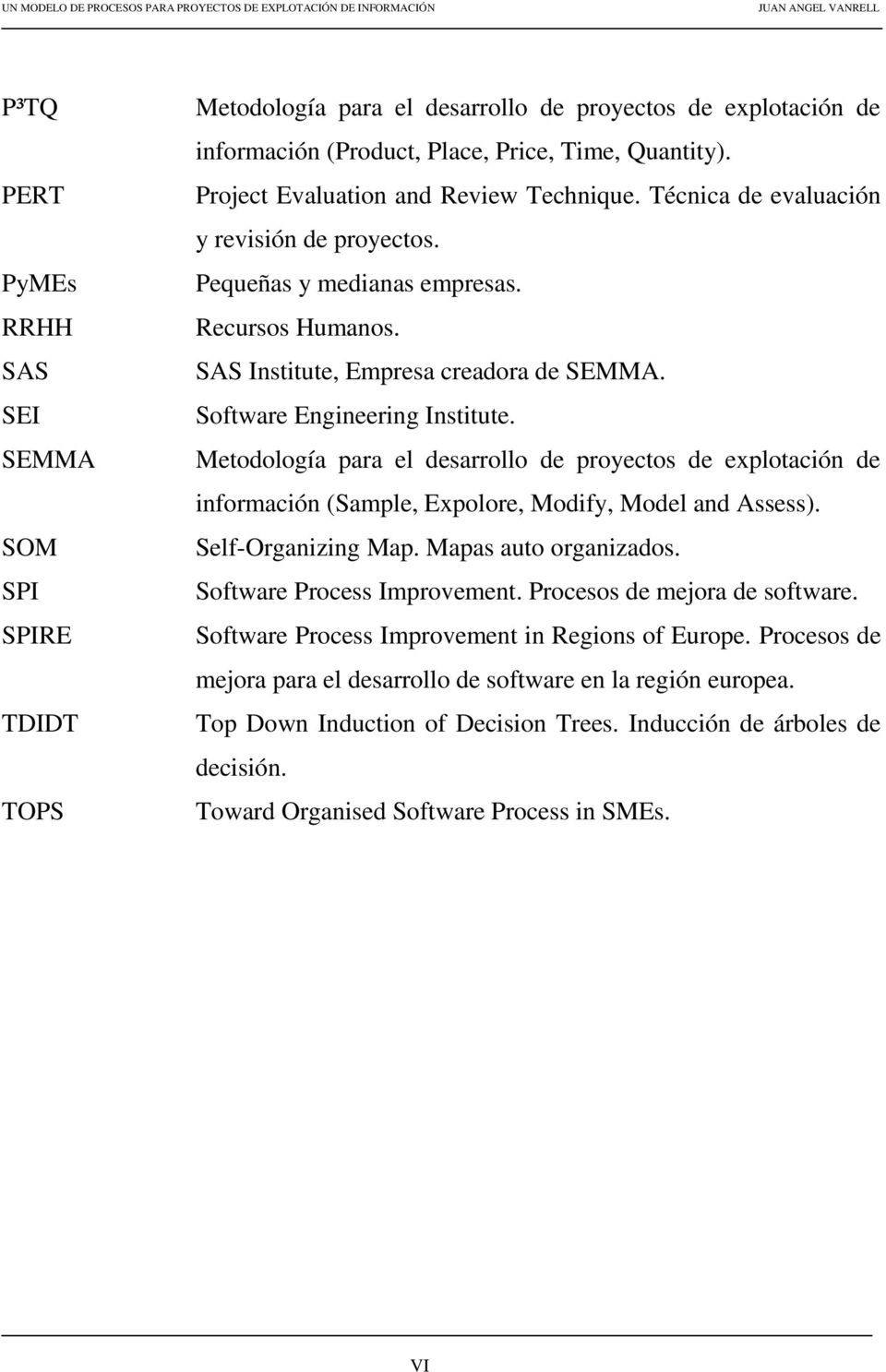 Software Engineering Institute. Metodología para el desarrollo de proyectos de explotación de información (Sample, Expolore, Modify, Model and Assess). Self-Organizing Map. Mapas auto organizados.