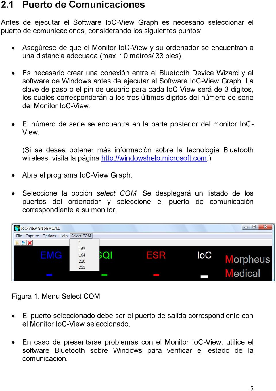 Es necesario crear una conexión entre el Bluetooth Device Wizard y el software de Windows antes de ejecutar el Software IoC-View Graph.