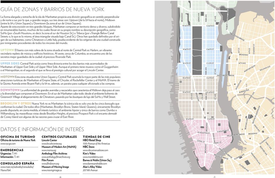 Aparte de esta escisión en tres grandes bloques, Manhattan compone un territorio denso y diverso, subdividido en innumerables barrios, muchos de los cuales llevan en su propio nombre su descripción