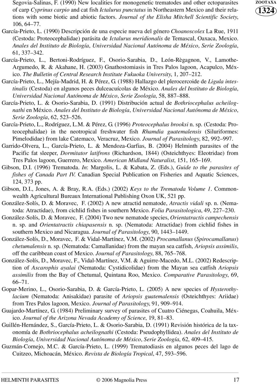 abiotic factors. Journal of the Elisha Mitchell Scientific Society, 106, 64 77. García-Prieto, L.