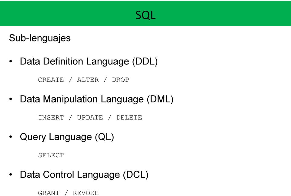 (DML) INSERT / UPDATE / DELETE Query Language