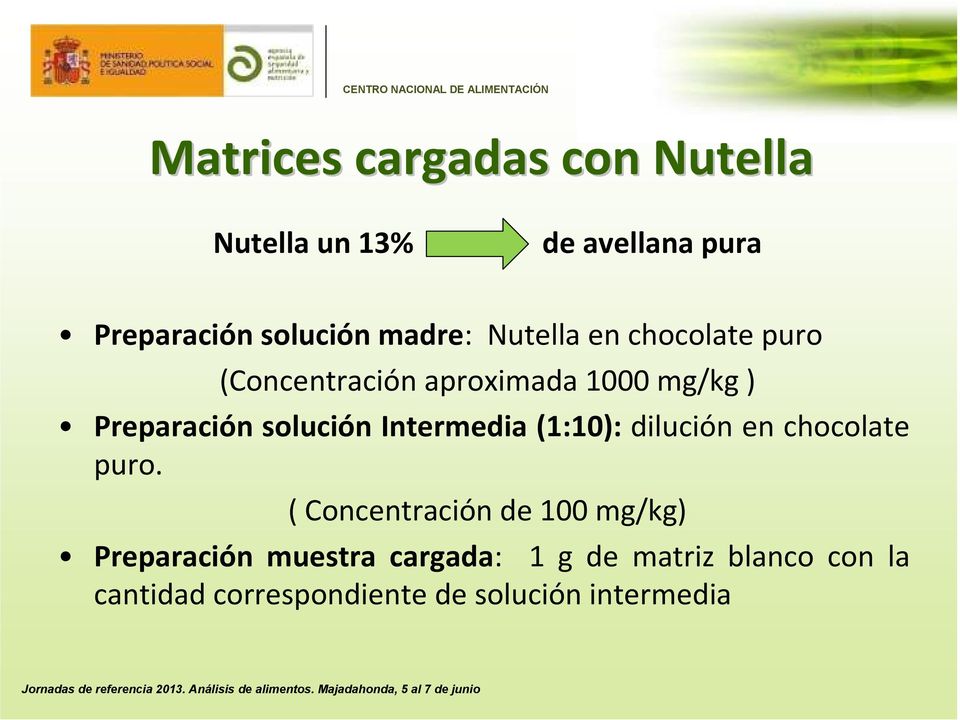Intermedia (1:10): dilución en chocolate puro.
