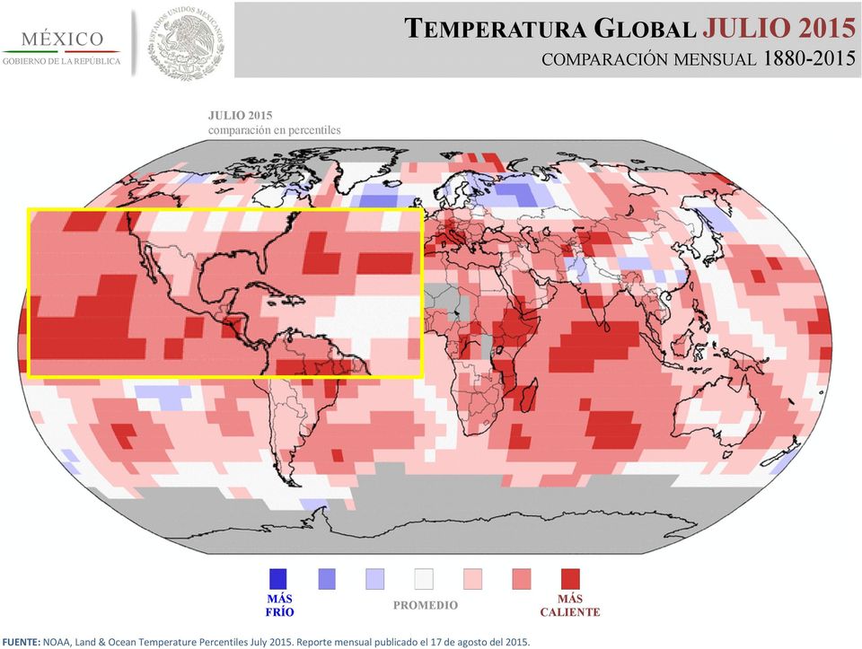 CALIENTE FUENTE: NOAA, Land & Ocean Temperature Percentiles