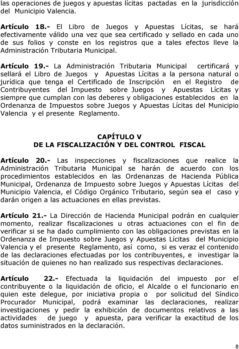 Administración Tributaria Municipal. Artículo 19.