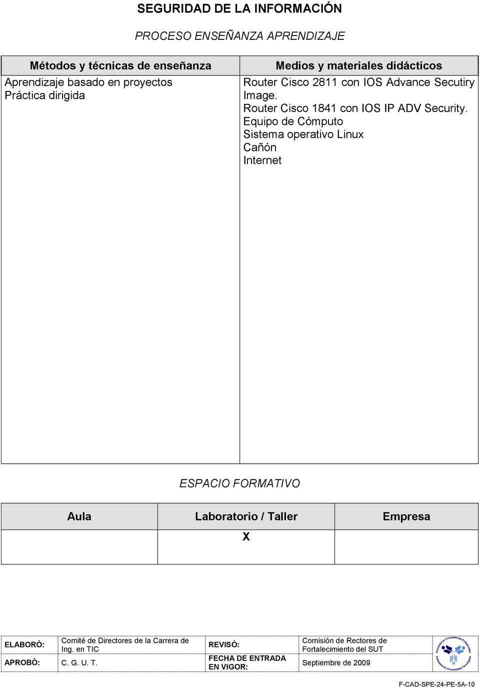 Advance Secutiry Image. Router Cisco 1841 con IOS IP ADV Security.