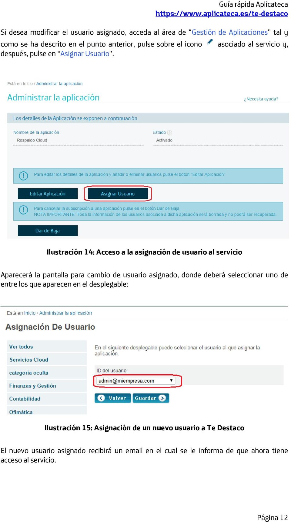Ilustración 14: Acceso a la asignación de usuario al servicio Aparecerá la pantalla para cambio de usuario asignado, donde deberá seleccionar