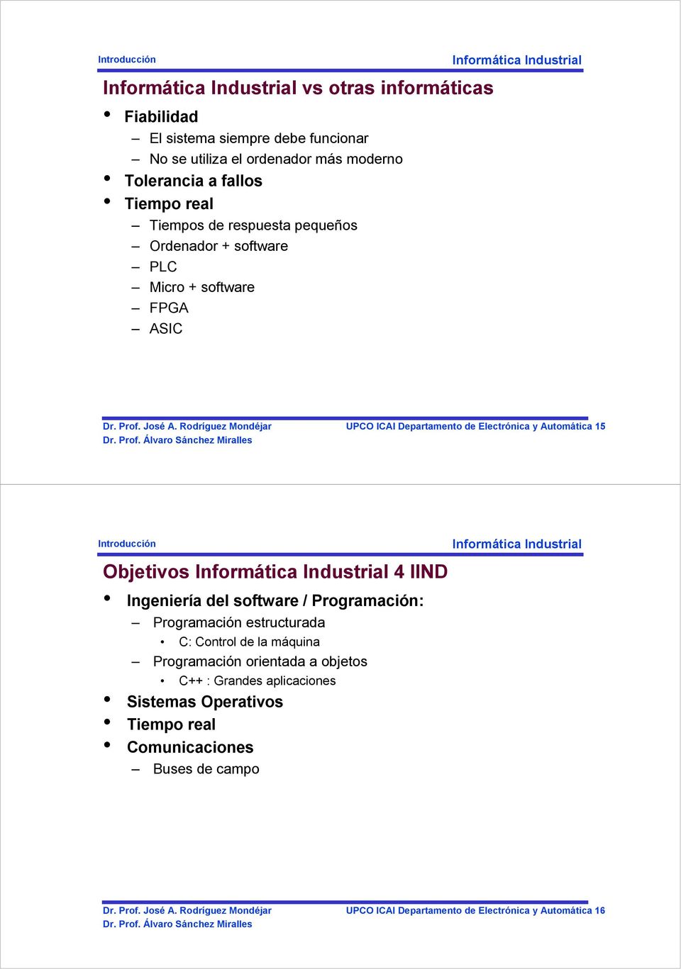 Objetivos 4 IIND Ingeniería del software / Programación: Programación estructurada C: Control de la máquina Programación orientada a