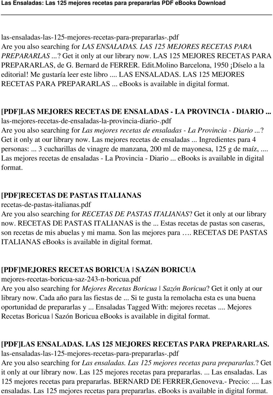 LAS 125 MEJORES RECETAS PARA PREPARARLAS... ebooks is [PDF]LAS MEJORES RECETAS DE ENSALADAS - LA PROVINCIA - DIARIO... las-mejores-recetas-de-ensaladas-la-provincia-diario-.