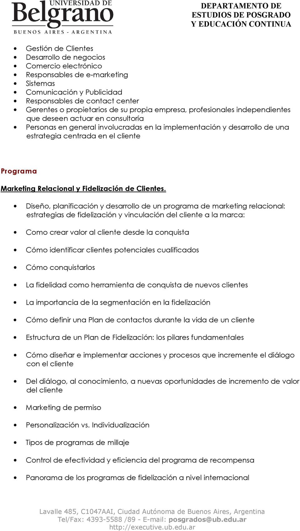 Relacional y Fidelización de Clientes.