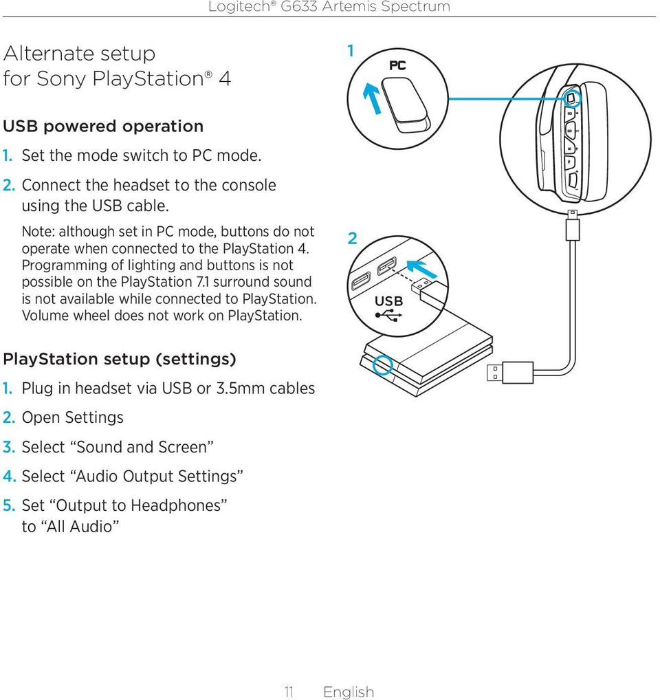 Programming of lighting and buttons is not possible on the PlayStation 7. surround sound is not available while connected to PlayStation.