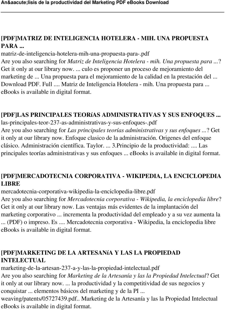 .. Download PDF. Full... Matriz de Inteligencia Hotelera - mih. Una propuesta para... [PDF]LAS PRINCIPALES TEORíAS ADMINISTRATIVAS Y SUS ENFOQUES.