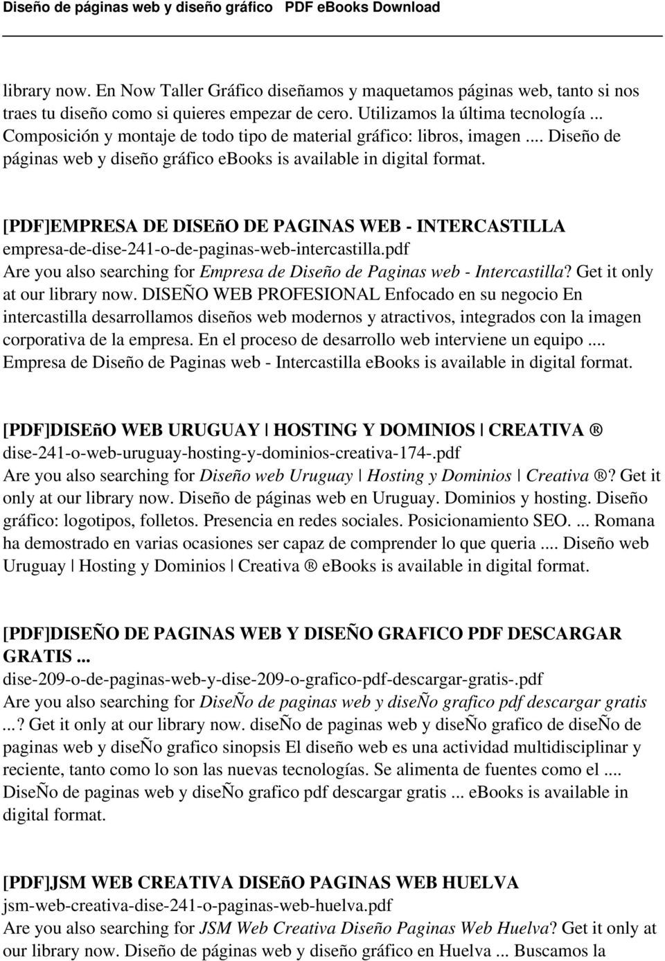 .. Diseño de páginas web y diseño gráfico ebooks is available in [PDF]EMPRESA DE DISEñO DE PAGINAS WEB - INTERCASTILLA empresa-de-dise-241-o-de-paginas-web-intercastilla.
