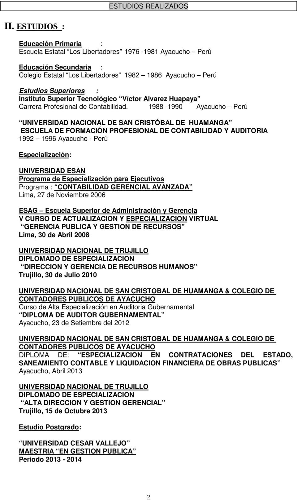 Instituto Superior Tecnológico Víctor Alvarez Huapaya Carrera Profesional de Contabilidad.
