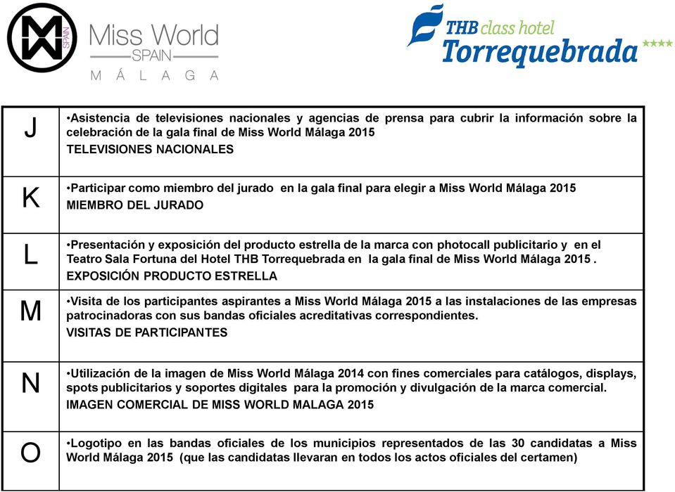 Sala Fortuna del Hotel THB Torrequebrada en la gala final de Miss World Málaga 2015.