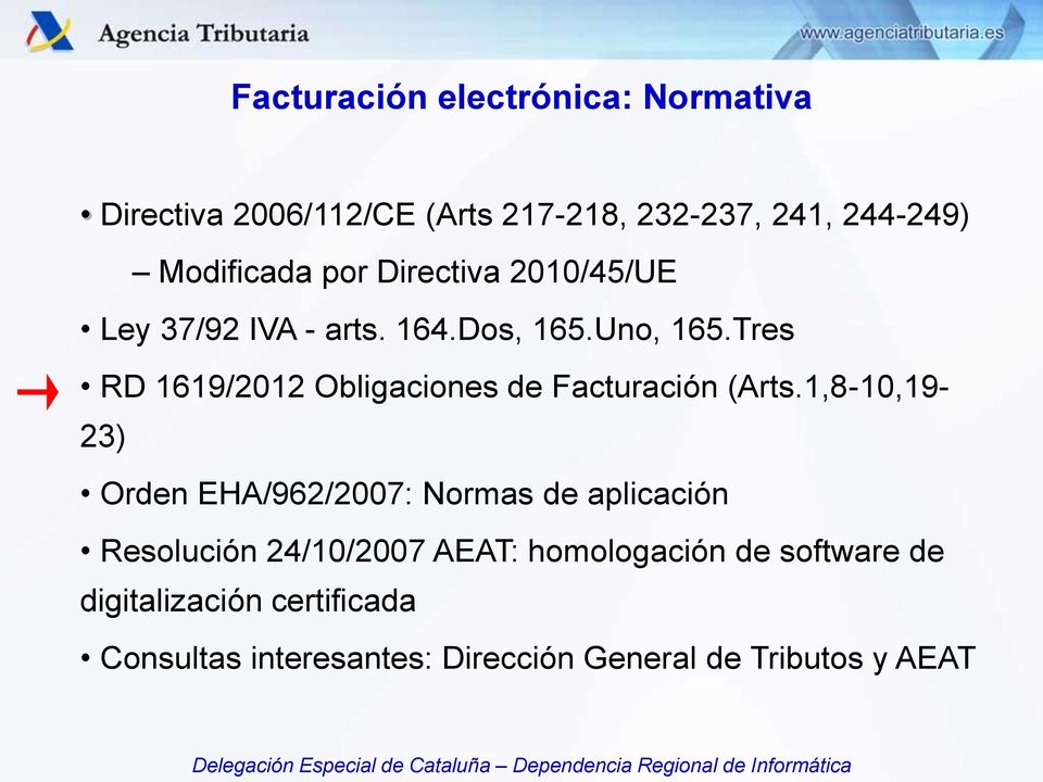 Tres RD 1619/2012 Obligaciones de Facturación (Arts.