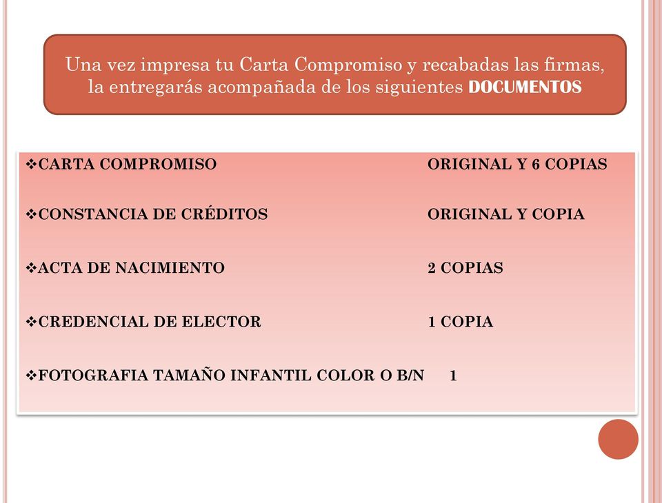 ORIGINAL Y 6 COPIAS CONSTANCIA DE CRÉDITOS ORIGINAL Y COPIA ACTA DE