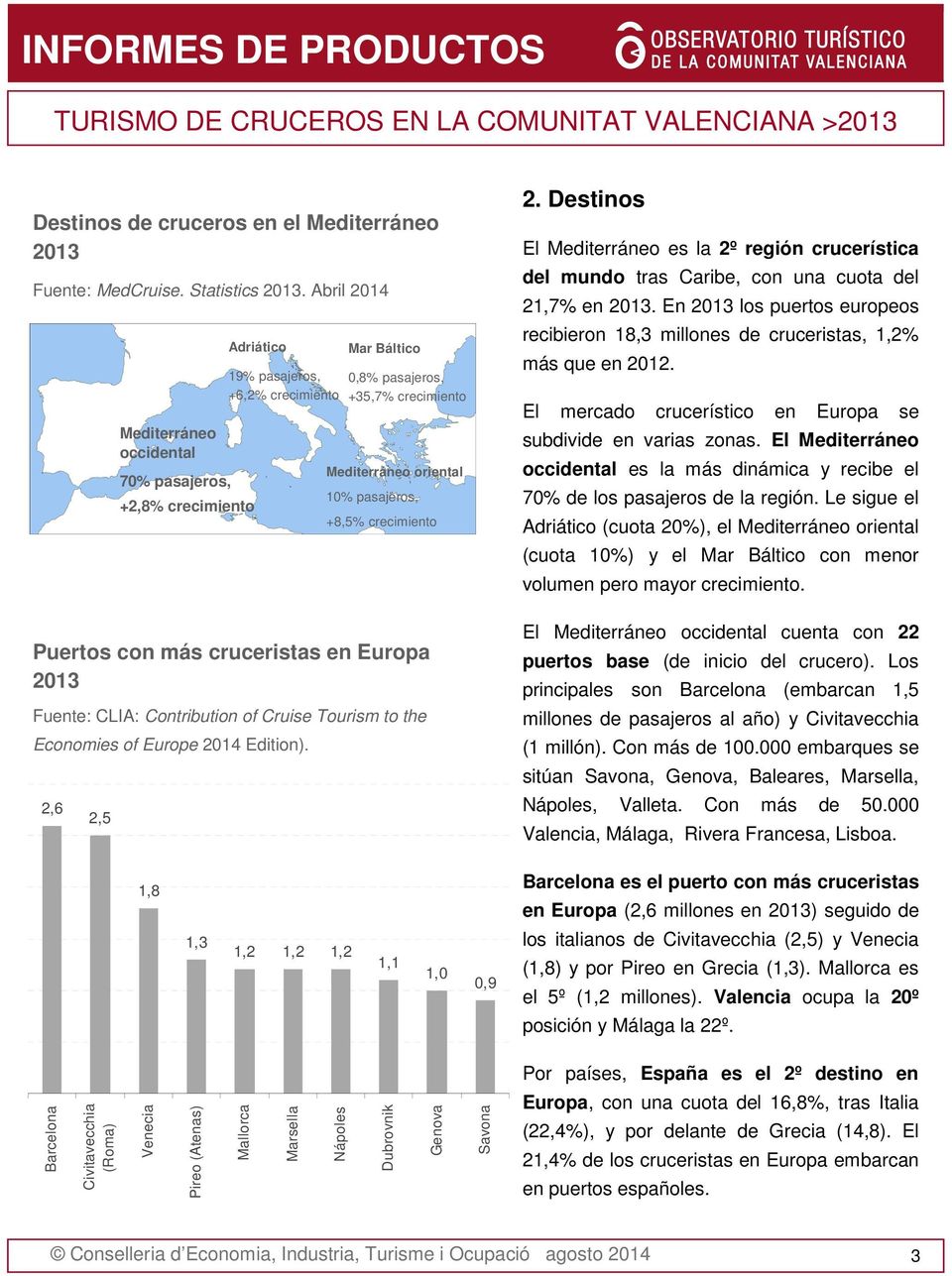,6,5 Mediterráneo occidental 0% pasajeros, +,% crecimiento Adriático 9% pasajeros, +6,% crecimiento Mar Báltico 0,% pasajeros, +5,% crecimiento Mediterráneo oriental 0% pasajeros, +,5% crecimiento.